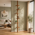 Yerden Tavana Ahşap 6 Raflı Modern Çok Amaçlı Raf