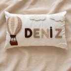 Punch İşlemeli Özel Bebek İsimli Hastane Odası Dekor Yastığı