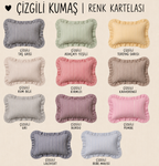 Kişiye Özel İsimli Pembe Çizgili Punch İşlemeli Yastık