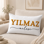 Kişiye Özel Aile Soyisimli Punch İşlemeli Aile Yastığı