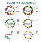 Çiftlere Özel İsim ve Tarih Baskılı Çiçekli Punch Yastık