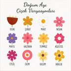 Kişiye Özel Aile Bahçesi Doğum Ayı Çiçekleri Yastığı