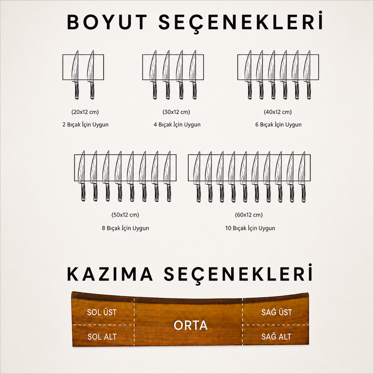 İsim Kazımalı Canlı Kenar Duvara Monte Manyetik Bıçak Tutucu