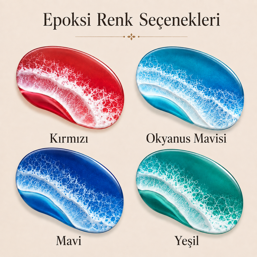 Anneye Özel Epoksi Detaylı Ahşap Sunum Tahtası