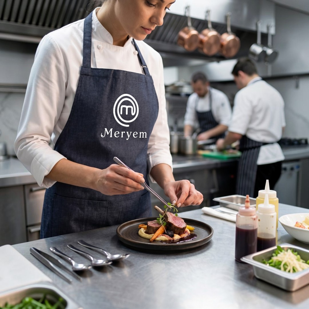 İsim ve Masterchef Logo Baskılı Mutfak Önlüğü