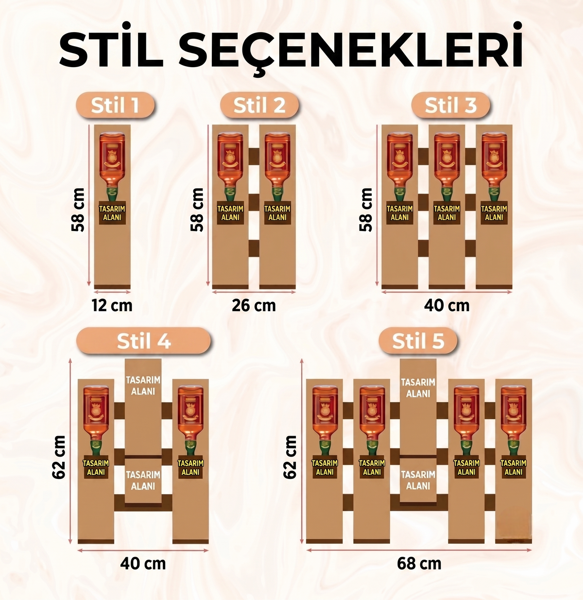 Kişiye Özel Duvara Monte Musluklu Ahşap Viski Standı