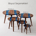 Yuvarlak Epoksi Tasarım Ahşap Salon Sehpası
