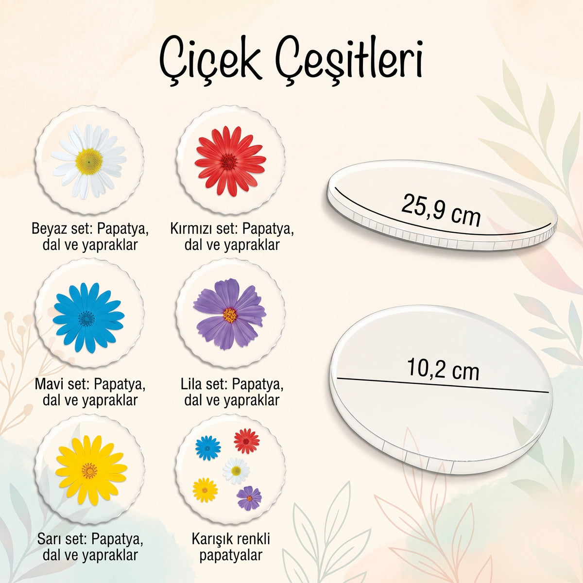 Renkli Çiçekli Şeffaf Epoksi Kupa ve Fincan Altlığı