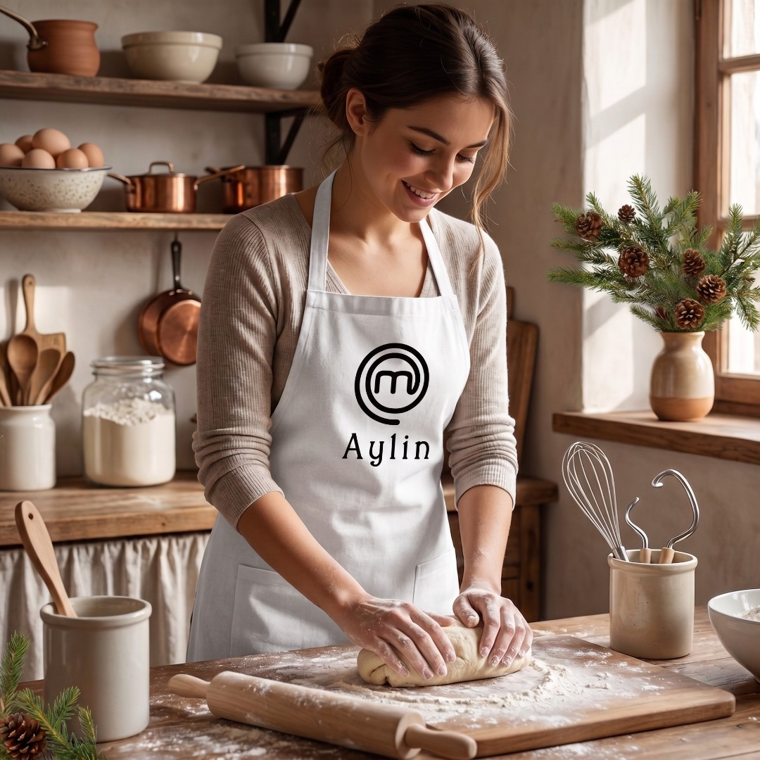 İsim ve Masterchef Logo Baskılı Mutfak Önlüğü