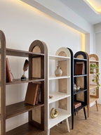 4 Raflı Rattan Ahşap Raf Ünitesi Depolama Standı